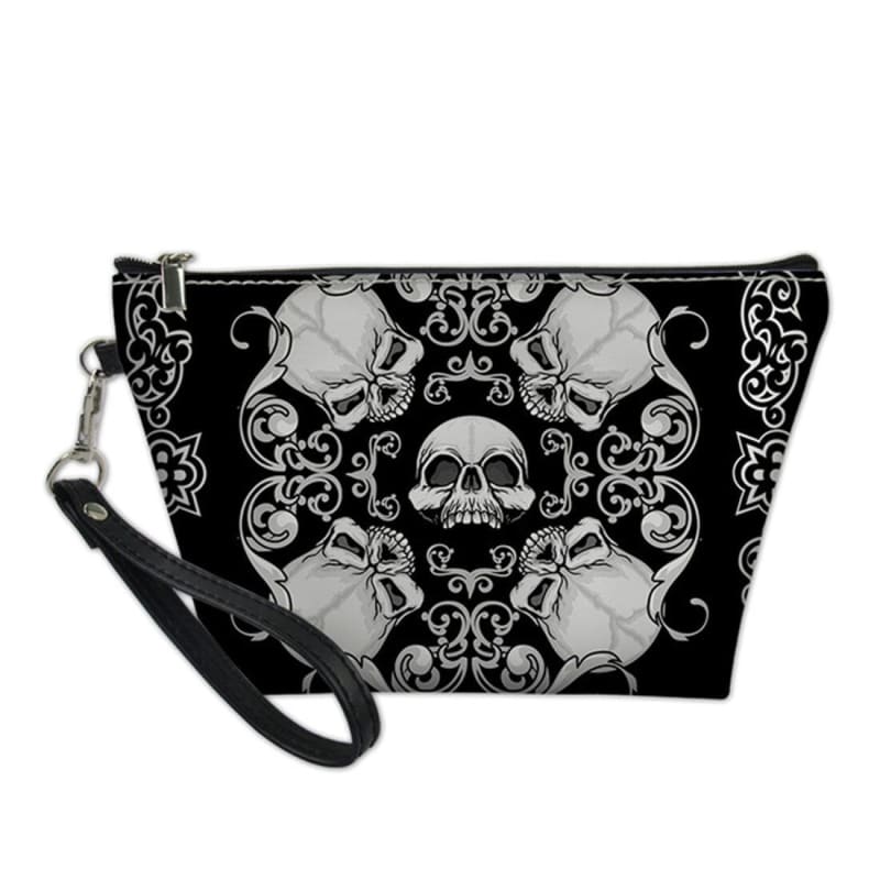 Cartoon Gothic Skull Travel PU Leather Egirl Makeup Bag BE450 - Egirldoll