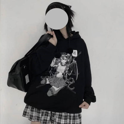 Cartoon Hip-hop Harajuku Angel Demon Anime Hooded Sweatshirt EE0730 - Egirldoll