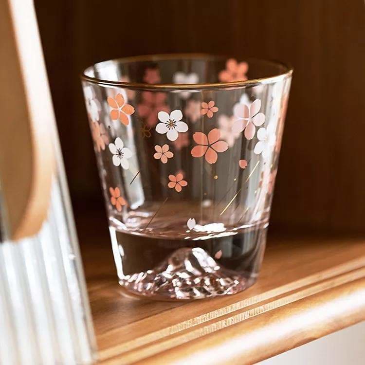 Cherry Blossom Season Mount Fuji Aesthetic Sakura Crystal Glass Mug SP16060 - Egirldoll
