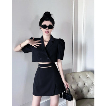 Chic Short Blazer High Waist Skirt Two Pieces Set ON130 - Egirldoll