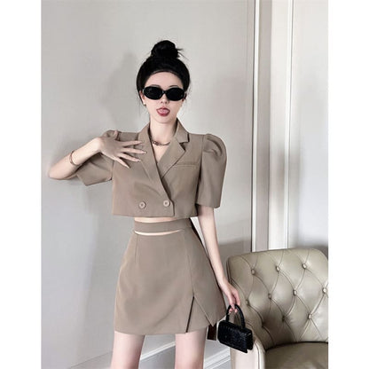 Chic Short Blazer High Waist Skirt Two Pieces Set ON130 - Egirldoll