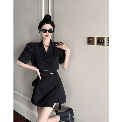 Chic Short Blazer High Waist Skirt Two Pieces Set ON130 - Egirldoll