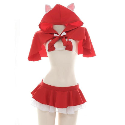 Christmas Little Red Riding Hood Lolita Girls Cat Ears Cloak Sexy Lingerie Set EG16860 - Egirldoll