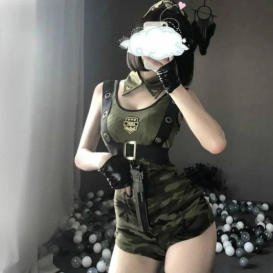 Cool Girl Army Soldier Costume Roleplay Policewoman Lingerie Dress EG094 - Egirldoll