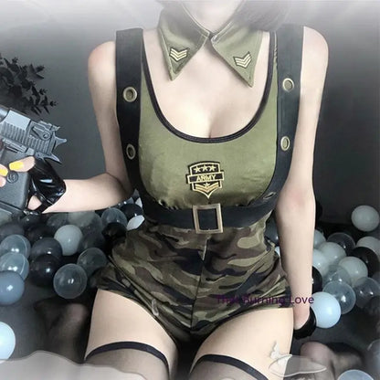 Cool Girl Army Soldier Costume Roleplay Policewoman Lingerie Dress EG094 - Egirldoll