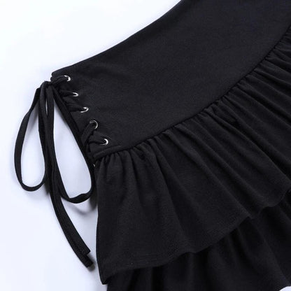 Cool Gothic Ruffle Lace Mini Skirt EG406 - Egirldoll