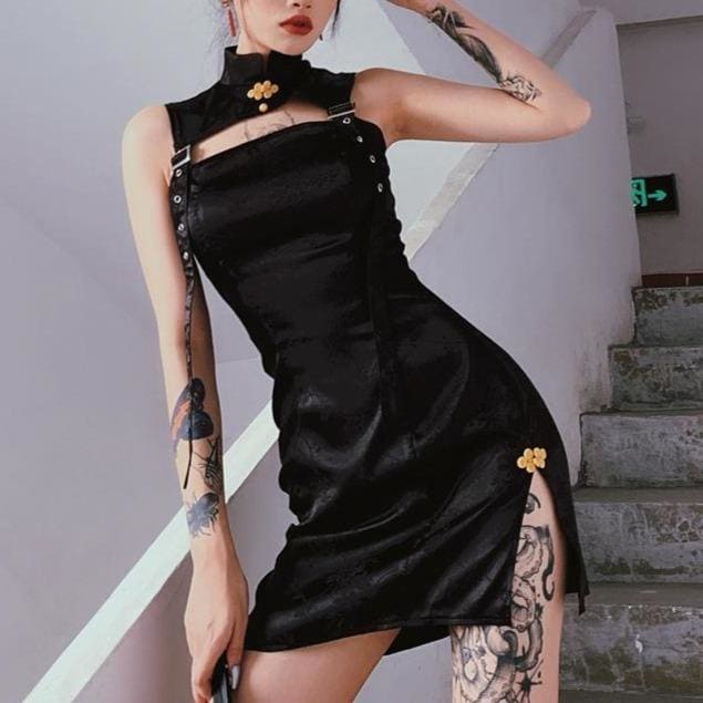 Cool Punk Trendy Black Dress EE0944 - Egirldoll