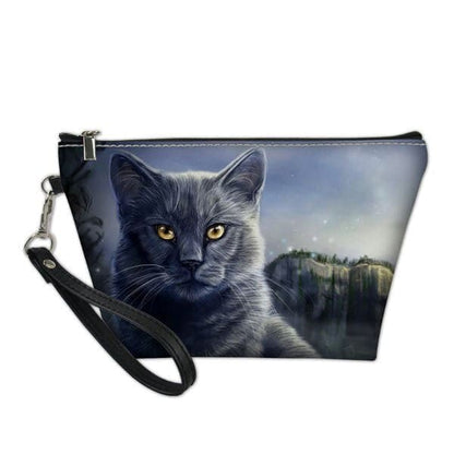 Cosmetic Zipper Cute Gothic Cats Cartoon PU Leather Makeup Bags BE448 - Egirldoll