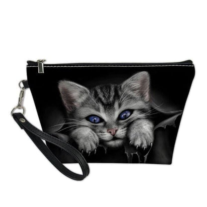 Cosmetic Zipper Cute Gothic Cats Cartoon PU Leather Makeup Bags BE448 - Egirldoll