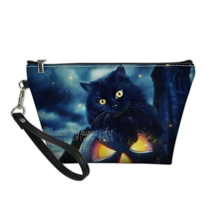 Cosmetic Zipper Cute Gothic Cats Cartoon PU Leather Makeup Bags BE448 - Egirldoll