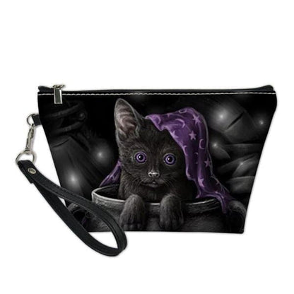 Cosmetic Zipper Cute Gothic Cats Cartoon PU Leather Makeup Bags BE448 - Egirldoll