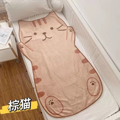 Cute Brown Kawaii Happy Cat Blanket ON77 - Egirldoll