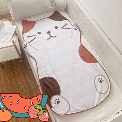 Cute Brown Kawaii Happy Cat Blanket ON77 - Egirldoll