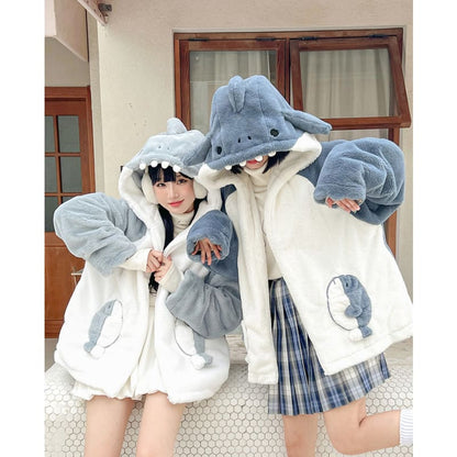 Cute Cartoon Shark Zipper Hoodie ON266 - Egirldoll