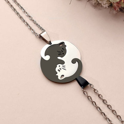 Cute Cat Couple Yin Yang Necklace Set EG608 - Egirldoll