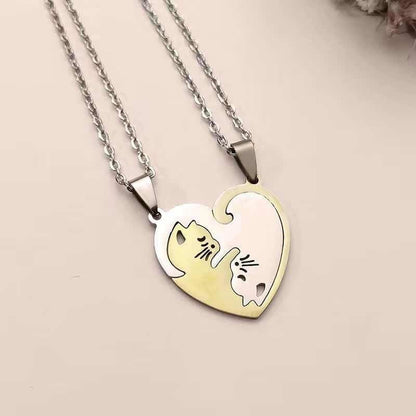 Cute Cat Couple Yin Yang Necklace Set EG608 - Egirldoll