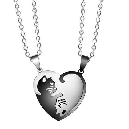 Cute Cat Couple Yin Yang Necklace Set EG608 - Egirldoll