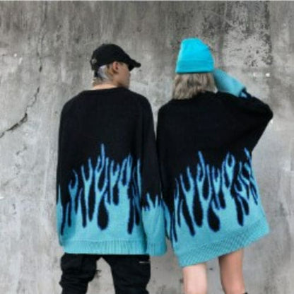 Cute Couple Flames Print Sweater ON257 - Egirldoll