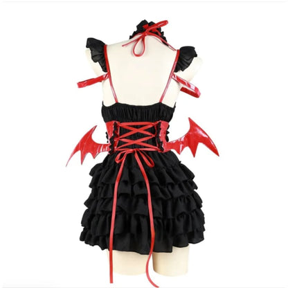 Cute Devil Wings Black Pink Dress ON227 - Egirldoll