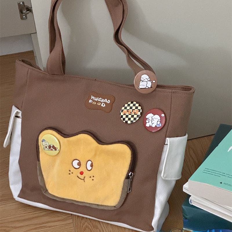 Cute Face White Brown Shoulder Bag ON675 - Brown