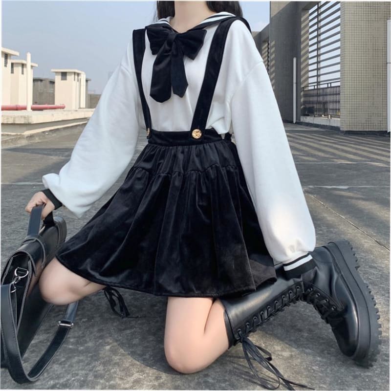 Cute Girl Bowknot Blouse And Suspender Skirt Set EG16027 - Egirldoll