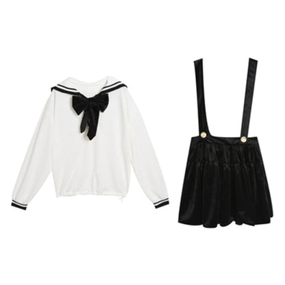 Cute Girl Bowknot Blouse And Suspender Skirt Set EG16027 - Egirldoll