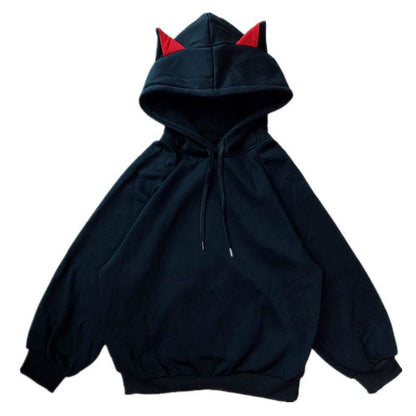 Cute Girl Red Black Cat Ears Hoodie (Hoodie Only）EG15384 - Egirldoll