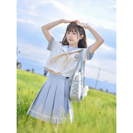 Cute Kawaii Alice in Wonderland Sailor Blouse & Skirt SS1317 - Egirldoll