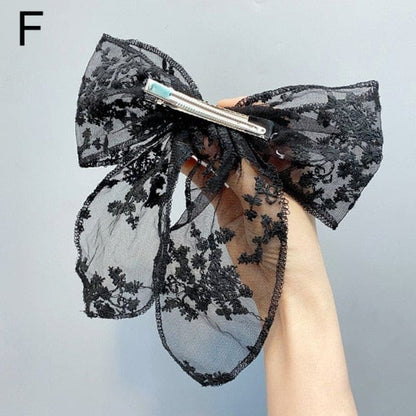 Cute Lace Flower Hair Rope Bow Ribbon Hair Clip EG16671 - Egirldoll