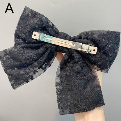 Cute Lace Flower Hair Rope Bow Ribbon Hair Clip EG16671 - Egirldoll