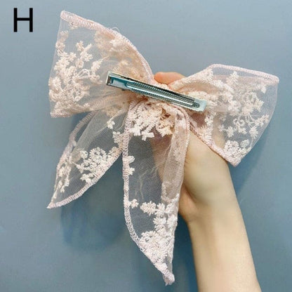 Cute Lace Flower Hair Rope Bow Ribbon Hair Clip EG16671 - Egirldoll