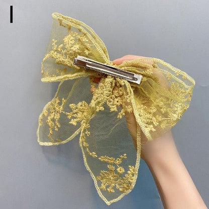 Cute Lace Flower Hair Rope Bow Ribbon Hair Clip EG16671 - Egirldoll