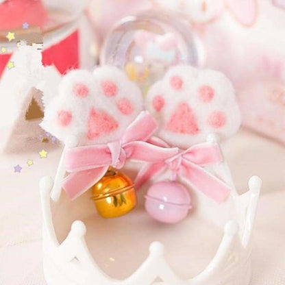 Cute Lolita Cat Paws Bowknot Bells Hair Clip Brooch SP15980 - Egirldoll