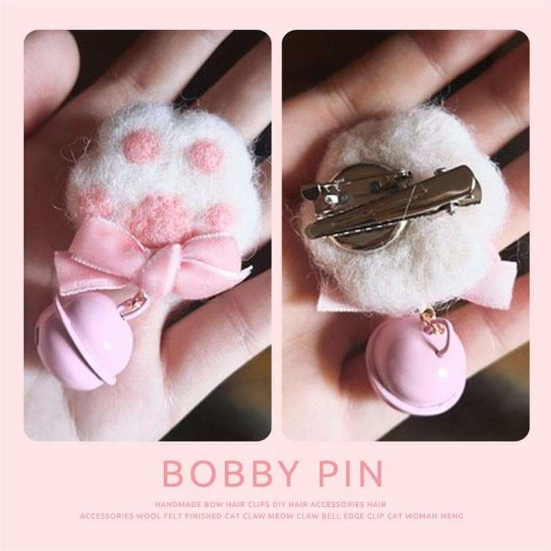 Cute Lolita Cat Paws Bowknot Bells Hair Clip Brooch SP15980 - Egirldoll