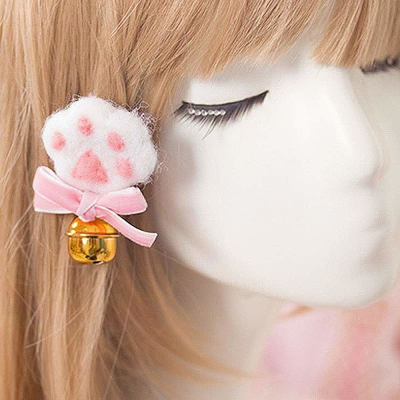 Cute Lolita Cat Paws Bowknot Bells Hair Clip Brooch SP15980 - Egirldoll