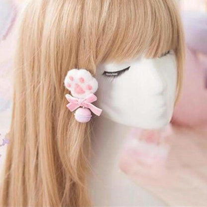 Cute Lolita Cat Paws Bowknot Bells Hair Clip Brooch SP15980 - Egirldoll