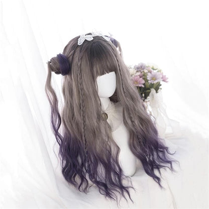 Cute Lolita Gray Gradient Dark Purple Curly Wig SS1662 - Egirldoll