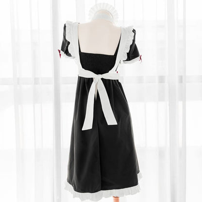 Cute Long Black Open Back Maid Dress EE0960 - Egirldoll