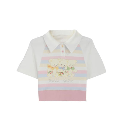 Cute Pastel Rainbow White Bears T-shirt ON629 - T-shirt