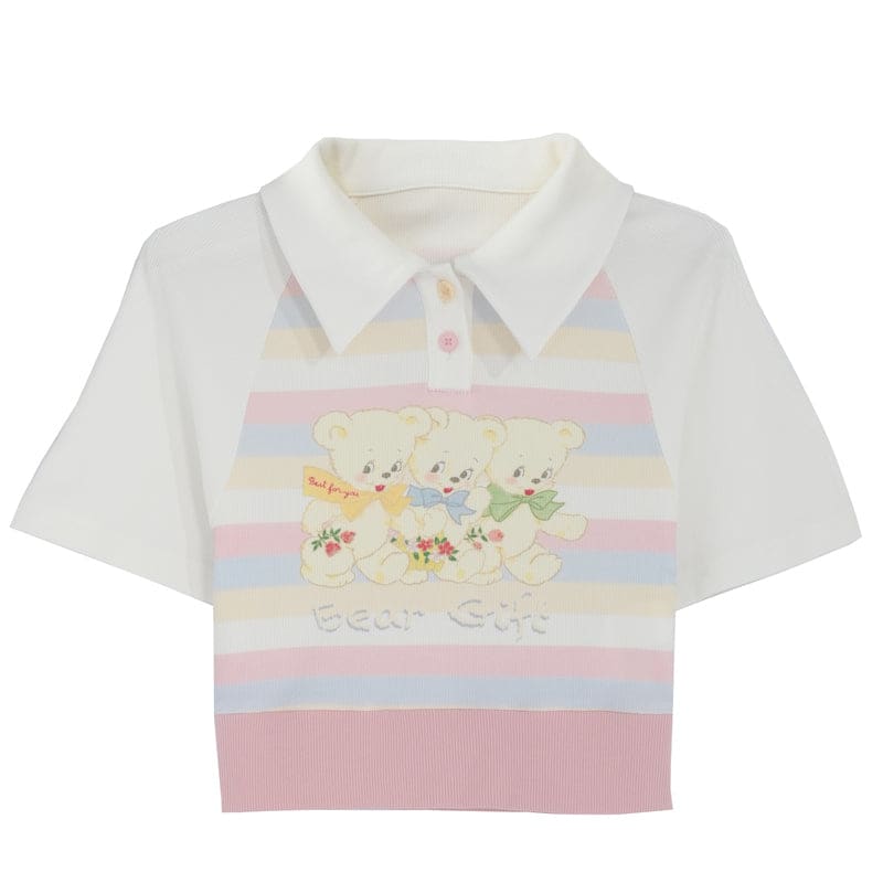 Cute Pastel Rainbow White Bears T-shirt ON629 - T-shirt