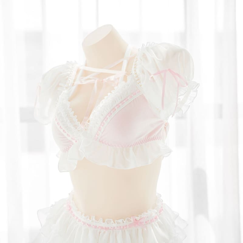 Cute Pink Pearl Bandage Perspective Lingerie Suit EG16583 - Egirldoll