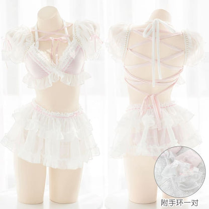 Cute Pink Pearl Bandage Perspective Lingerie Suit EG16583 - Egirldoll