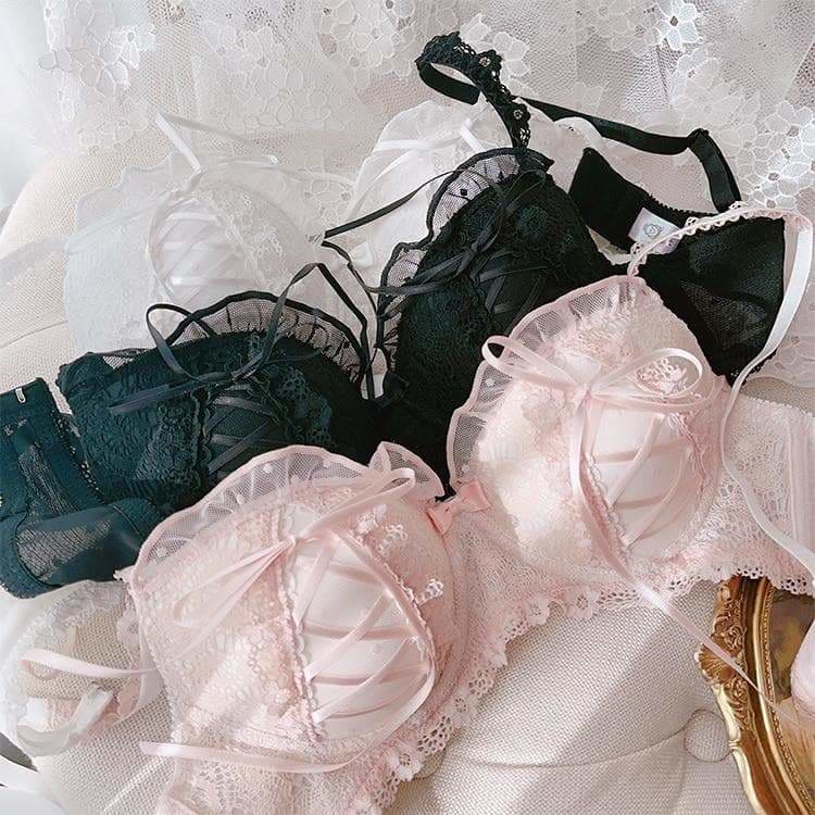 Cute Pink/White/Black Lace Bandage Lolita Lingerie Set EG16099 - Egirldoll