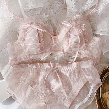 Cute Pink/White/Black Lace Bandage Lolita Lingerie Set EG16099 - Egirldoll