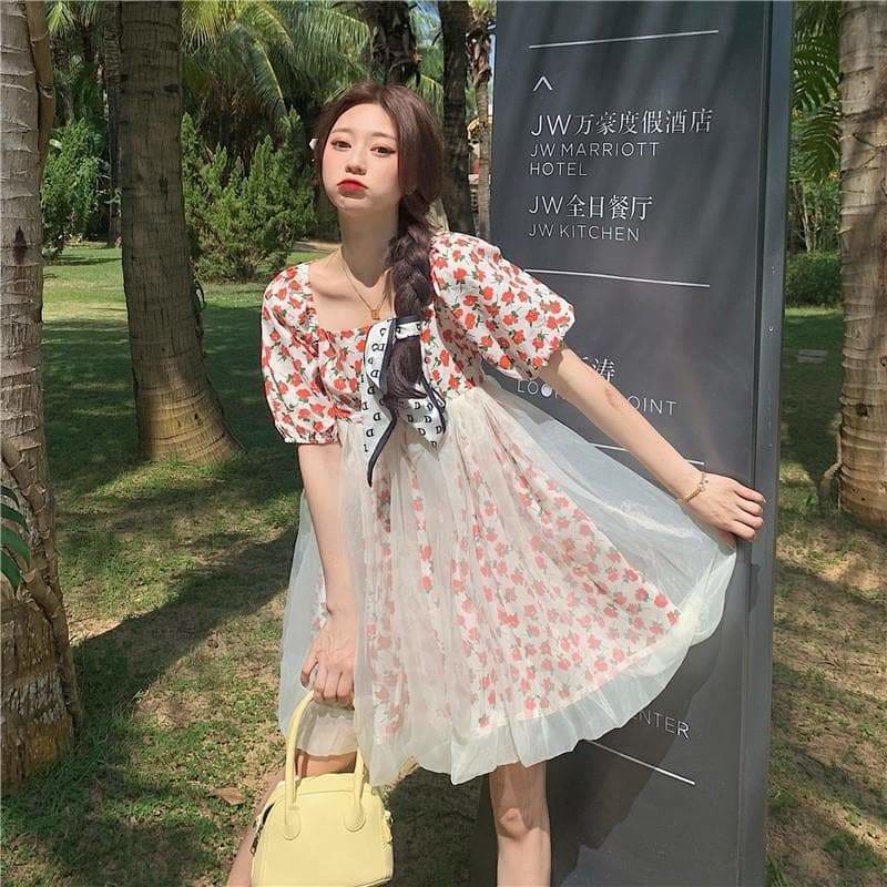 Cute Summer Flowers Gauze Fairy Dress SS1646 - Egirldoll