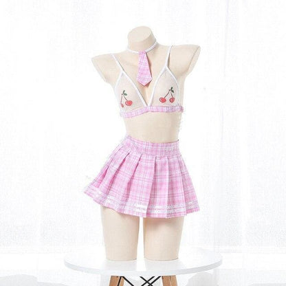 Cute Transparent Cherry Bra Panties Cosplay Lingerie Set EG15434 - Egirldoll