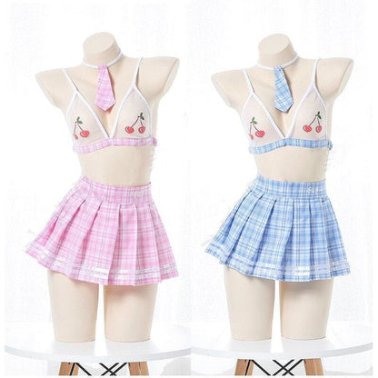 Cute Transparent Cherry Bra Panties Cosplay Lingerie Set EG15434 - Egirldoll