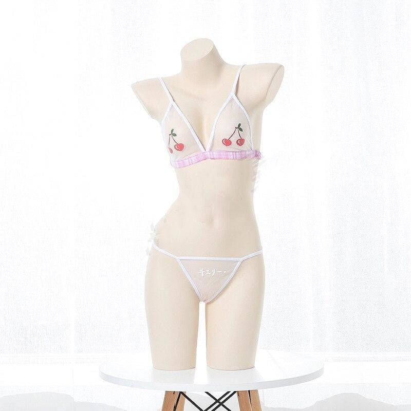 Cute Transparent Cherry Bra Panties Cosplay Lingerie Set EG15434 - Egirldoll