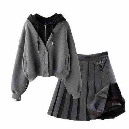 Cute Vero Zipper Hoodie and Skirt Set ON360 - Egirldoll