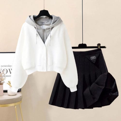 Cute Vero Zipper Hoodie and Skirt Set ON360 - Egirldoll